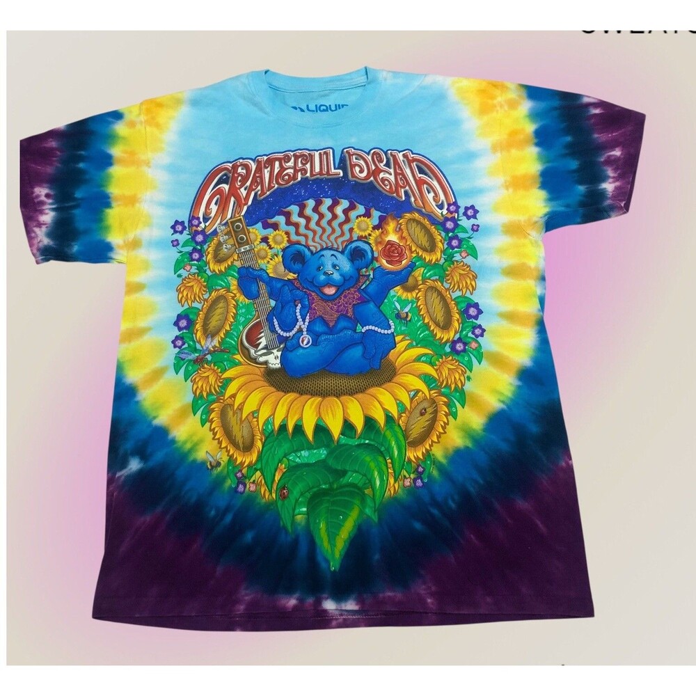 VTG Y2K Liquid Blue Grateful Dead Shirt S/ M Inspiration Bear Sunflower Retro